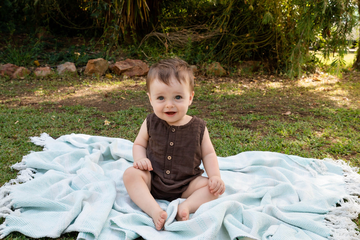 baby daywear image of baby smiling in shirt and pants