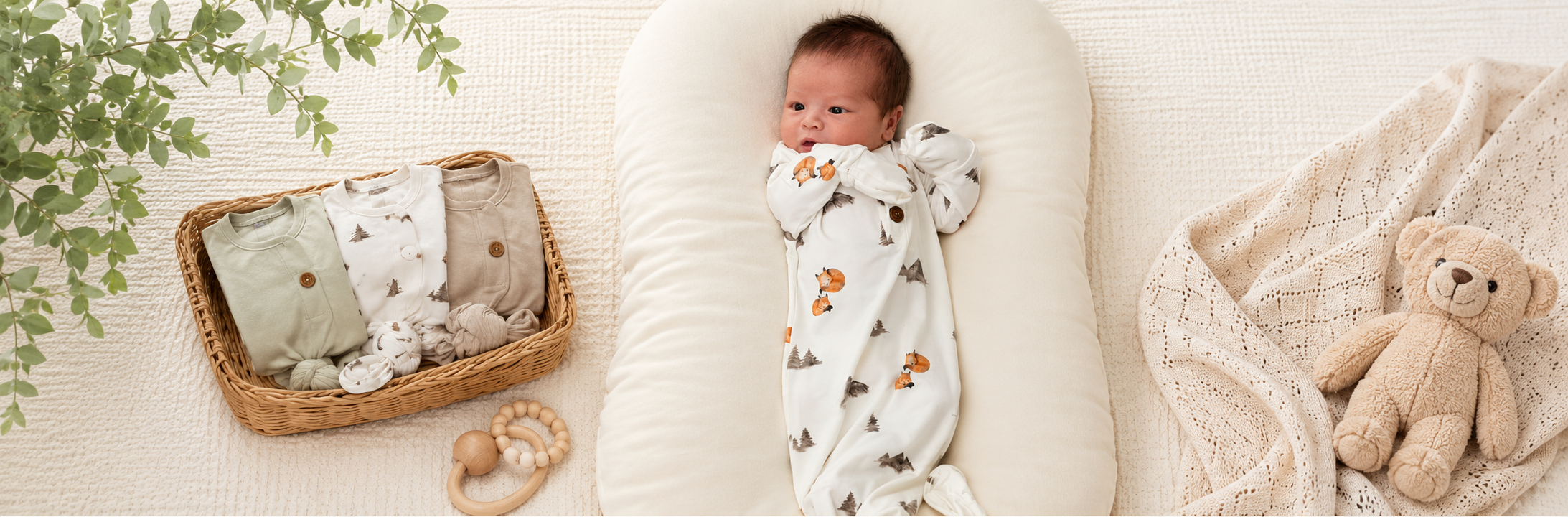 baby sleep gown with baby sleeping on cushion