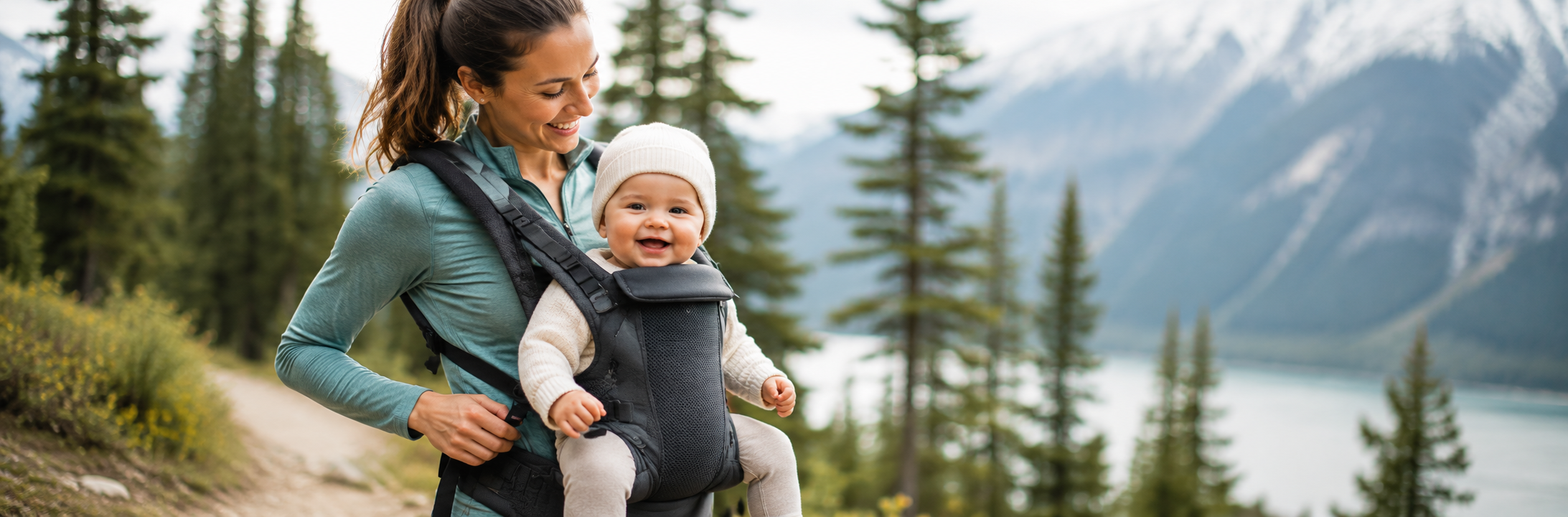 child backpack hiking baby smiling image