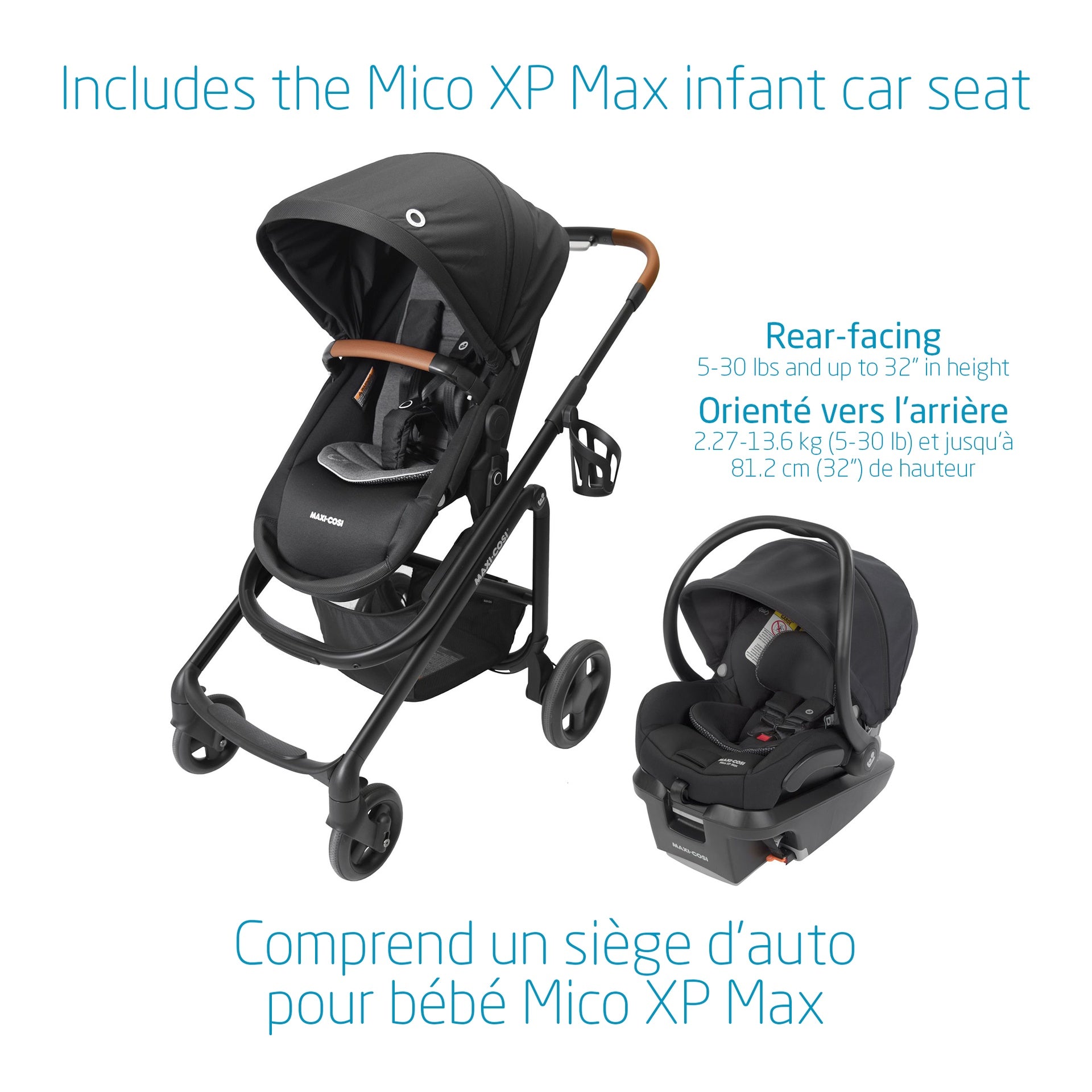 Lila CP Travel System w Mico XP Max - Essential Black