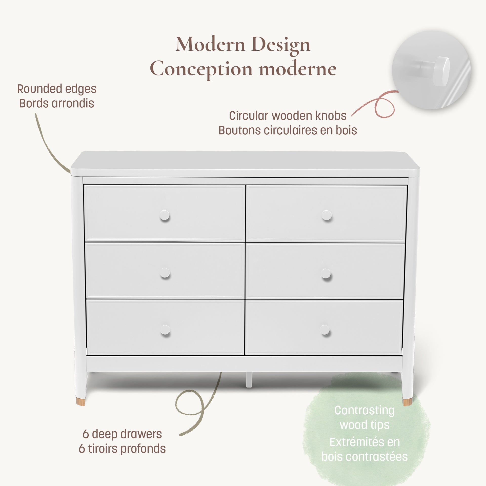 Little Seeds Aster 6-Drawer Nursery Dresser - White