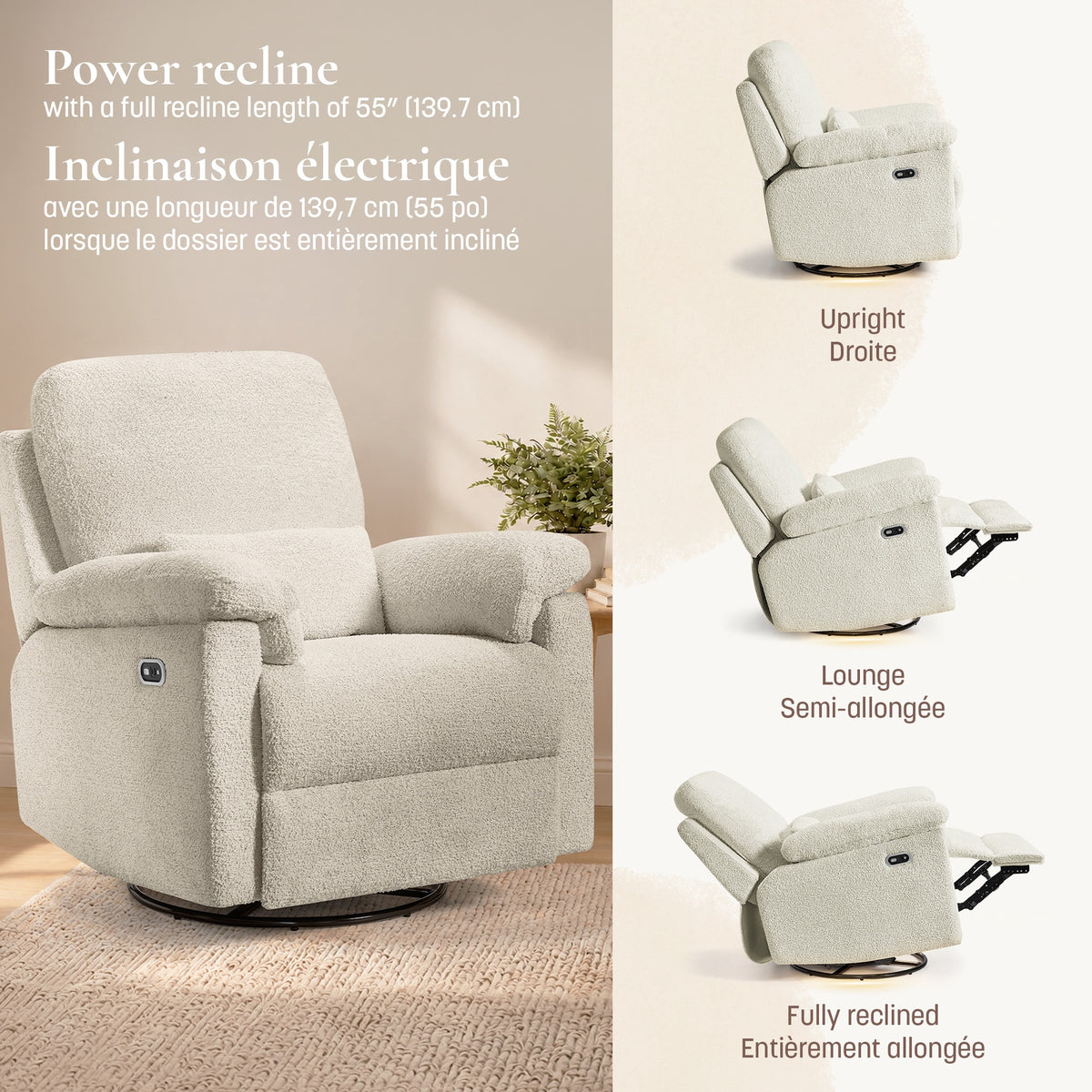 Little Seeds Bellamy Recliner Power Recliner - Oyster