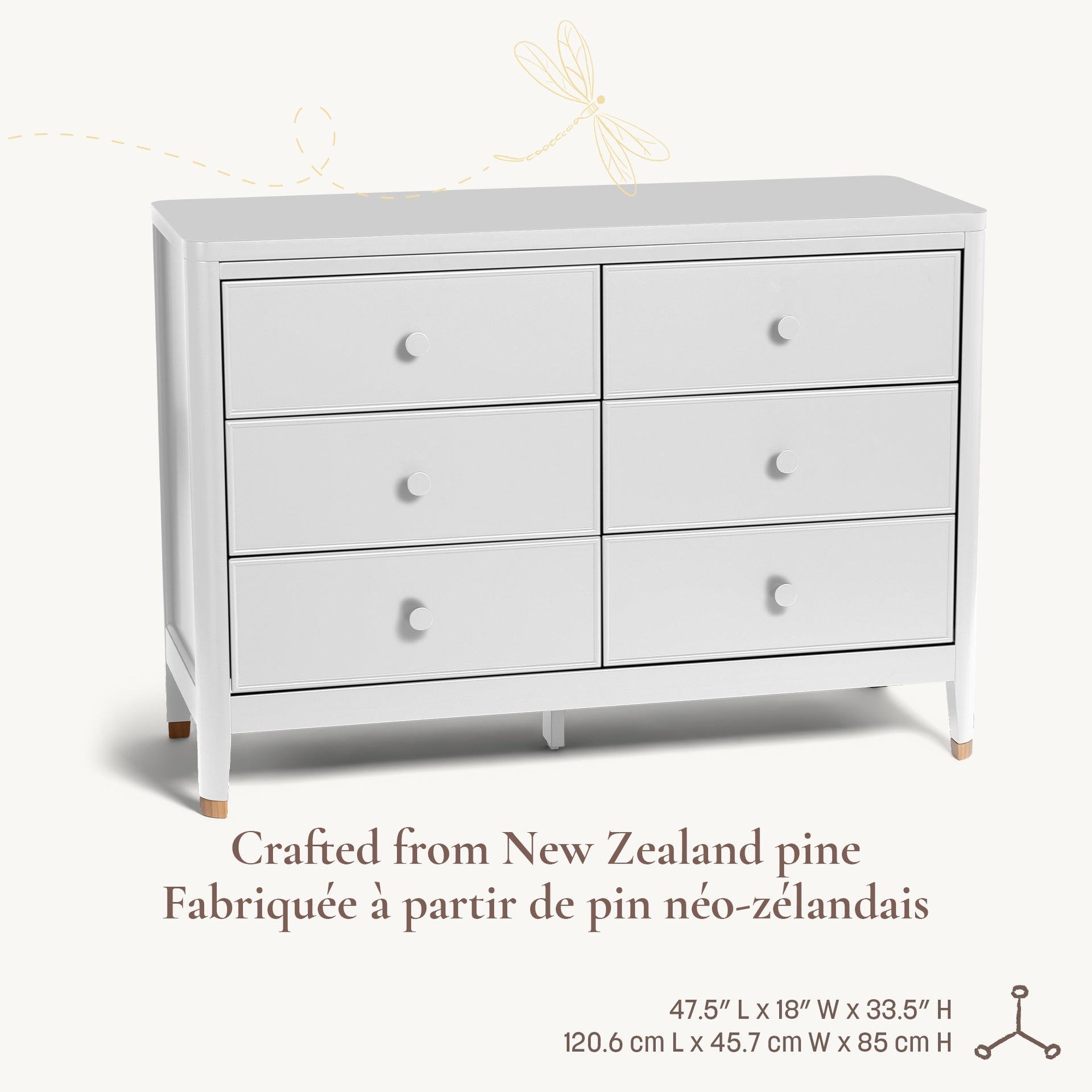 Little Seeds Aster 6-Drawer Nursery Dresser - White