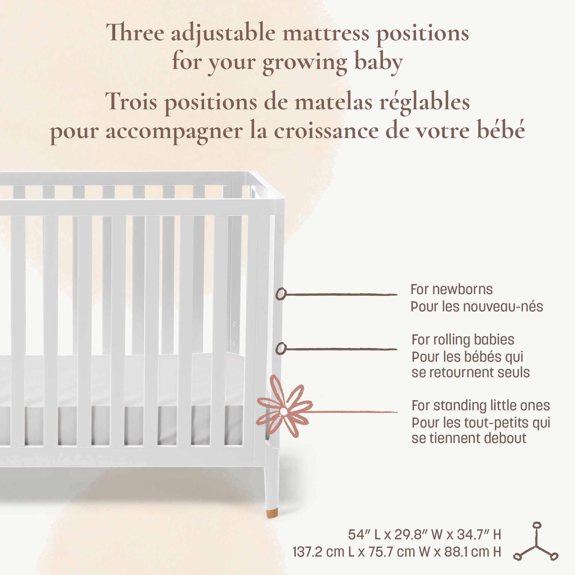 Little Seeds Aster 4-in-1 Convertible Crib - White