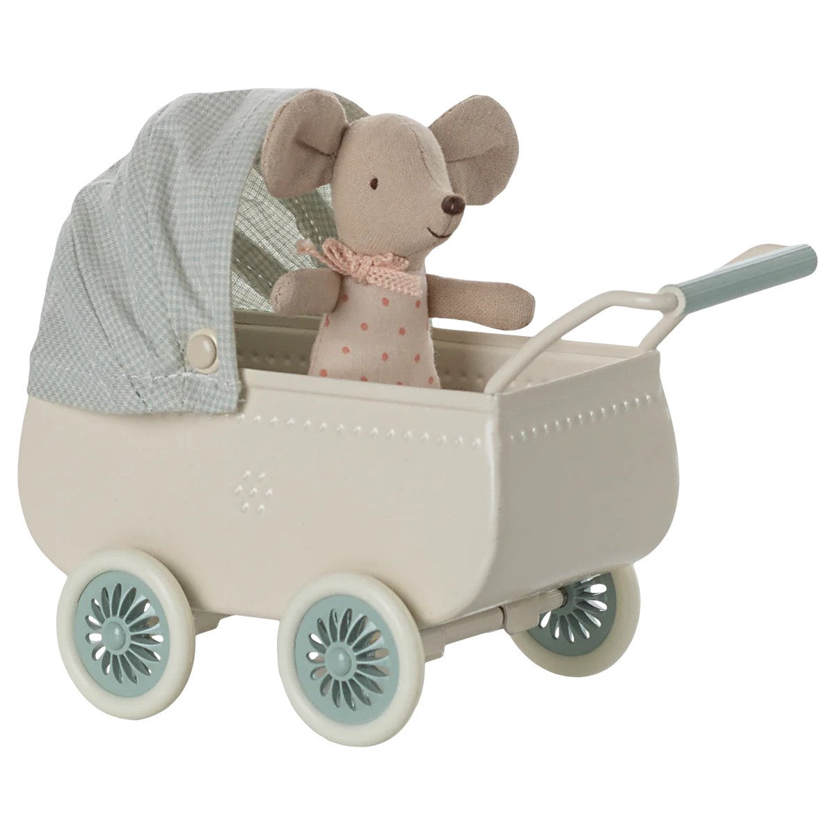Maileg Pram with Baby Mouse - Mint