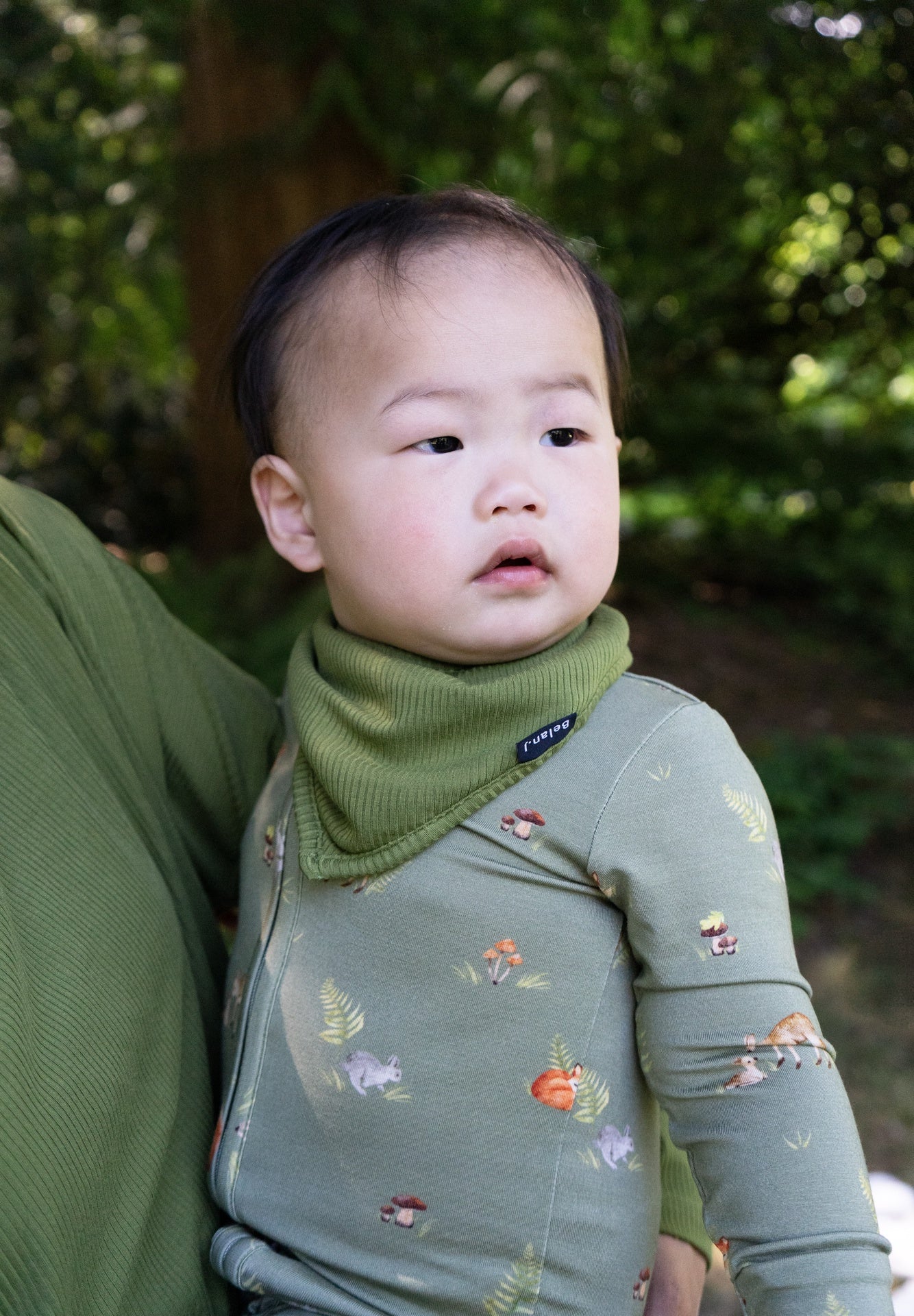 Ribbed Bamboo Bandana Bib - Olive Green