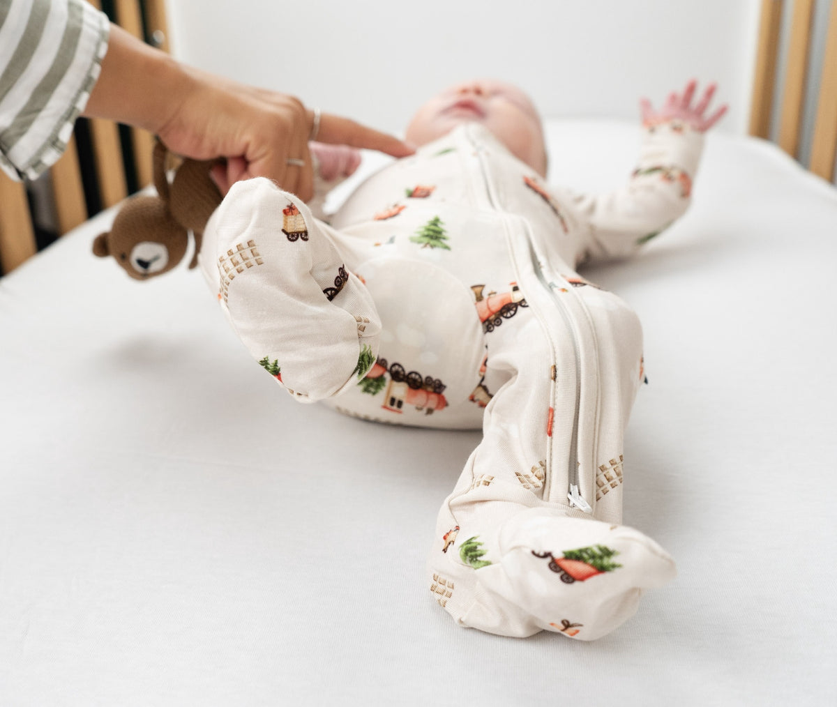 Footed Zipper Sleeper - Christmas Train