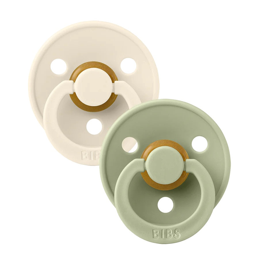 BIBS Pacifiers Anatomical Colour Latex 2 Pack - Ivory/Sage