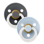 BIBS Pacifiers Colour Latex 2 Pack - Iron Glow/Baby Blue Glow