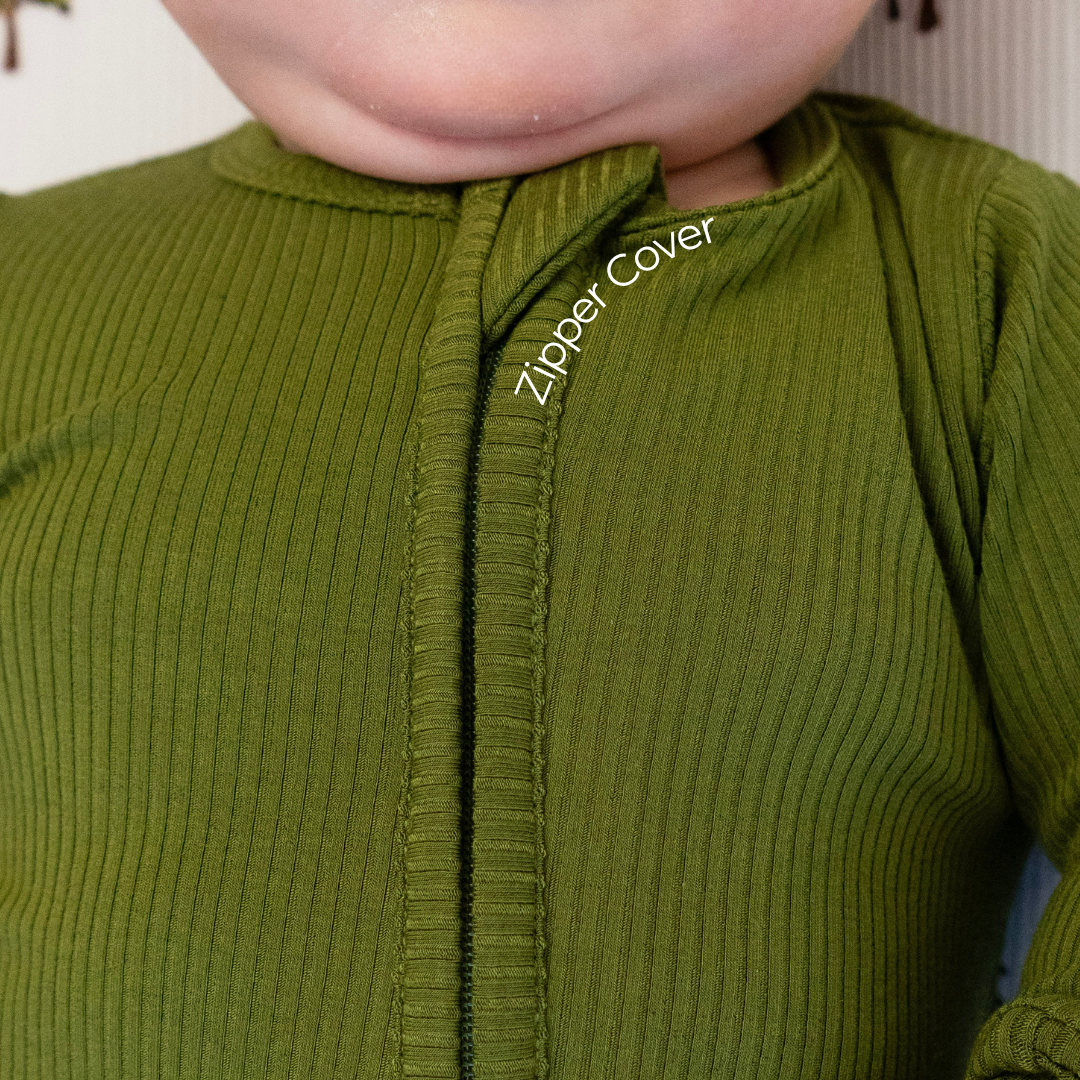 Ribbed Bamboo Footless Sleeper - Olive Green