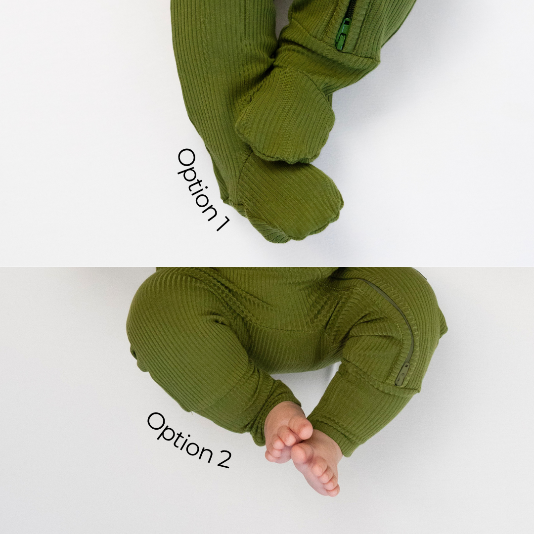 Ribbed Bamboo Footless Sleeper - Olive Green