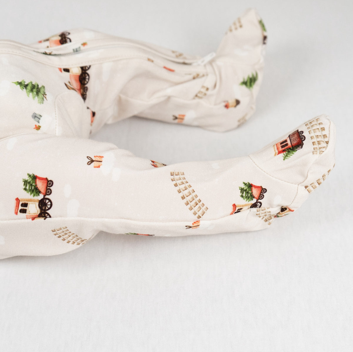 Footed Zipper Sleeper - Christmas Train