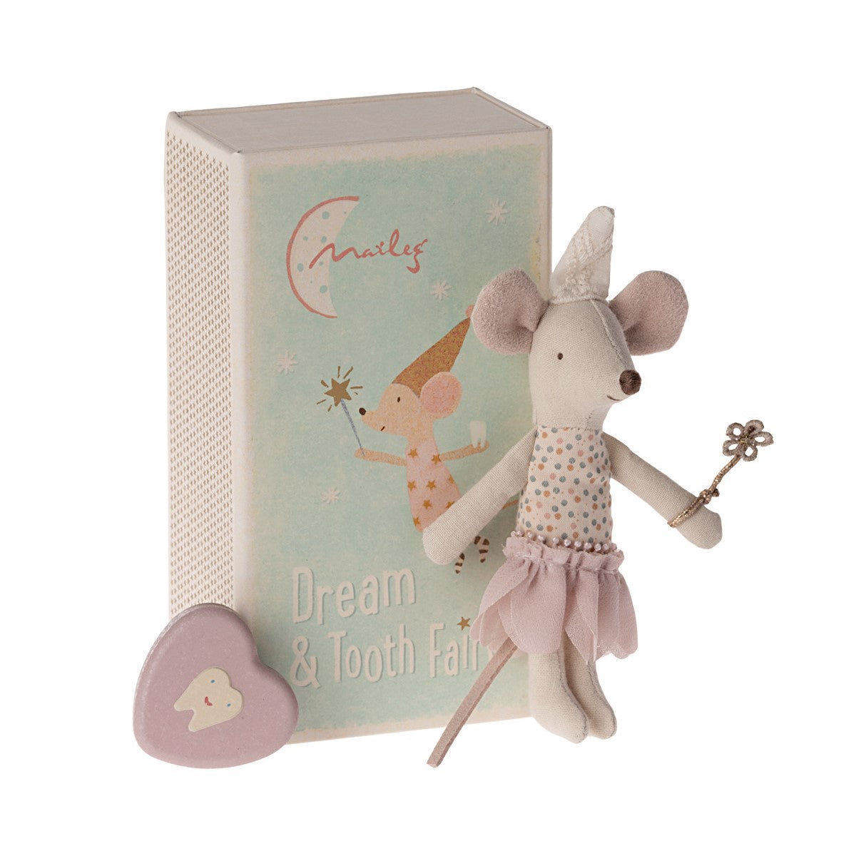 Maileg Little Sister Tooth Fairy Mouse in Matchbox - Heather