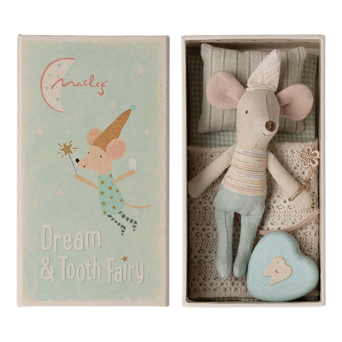 Maileg Little Brother Tooth Fairy Mouse in Matchbox - Mint