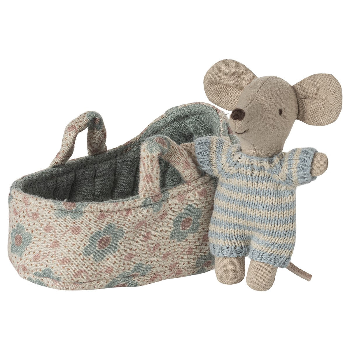 Maileg Baby Mouse in Bassinet - Blue