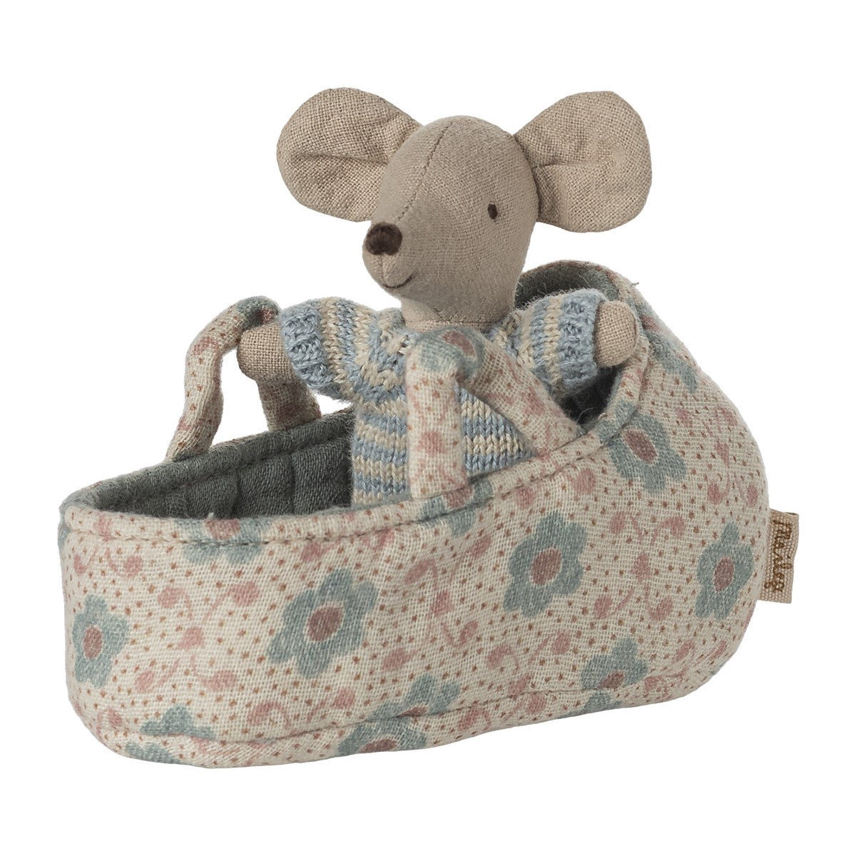 Maileg Baby Mouse in Bassinet - Blue