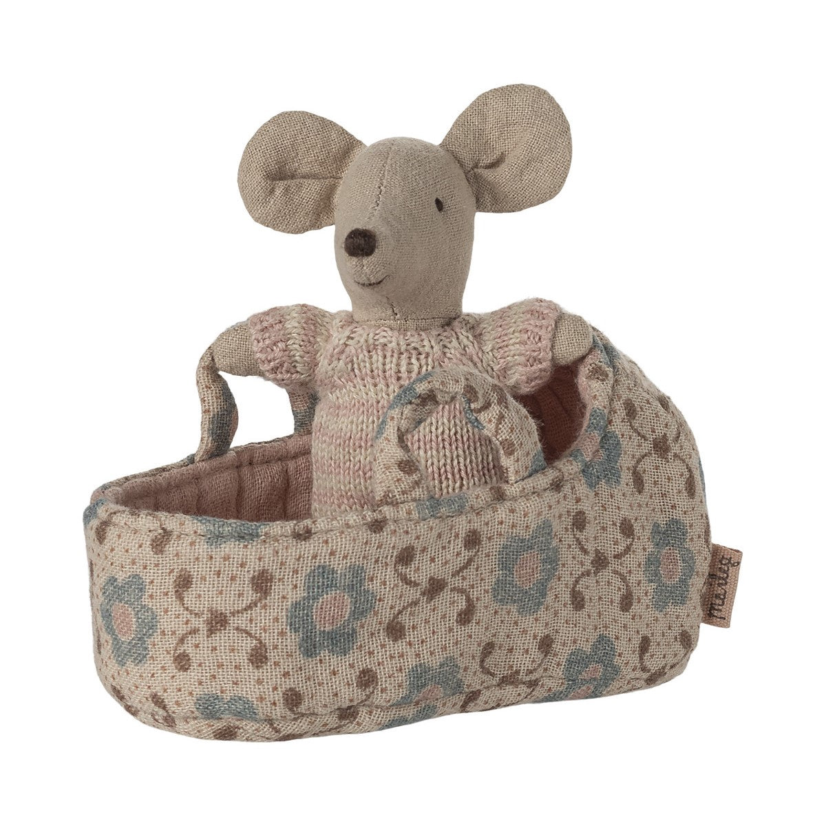 Maileg Baby Mouse in Bassinet - Rose