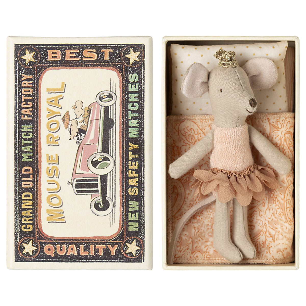Maileg Little Sister Princess Mouse in Matchbox