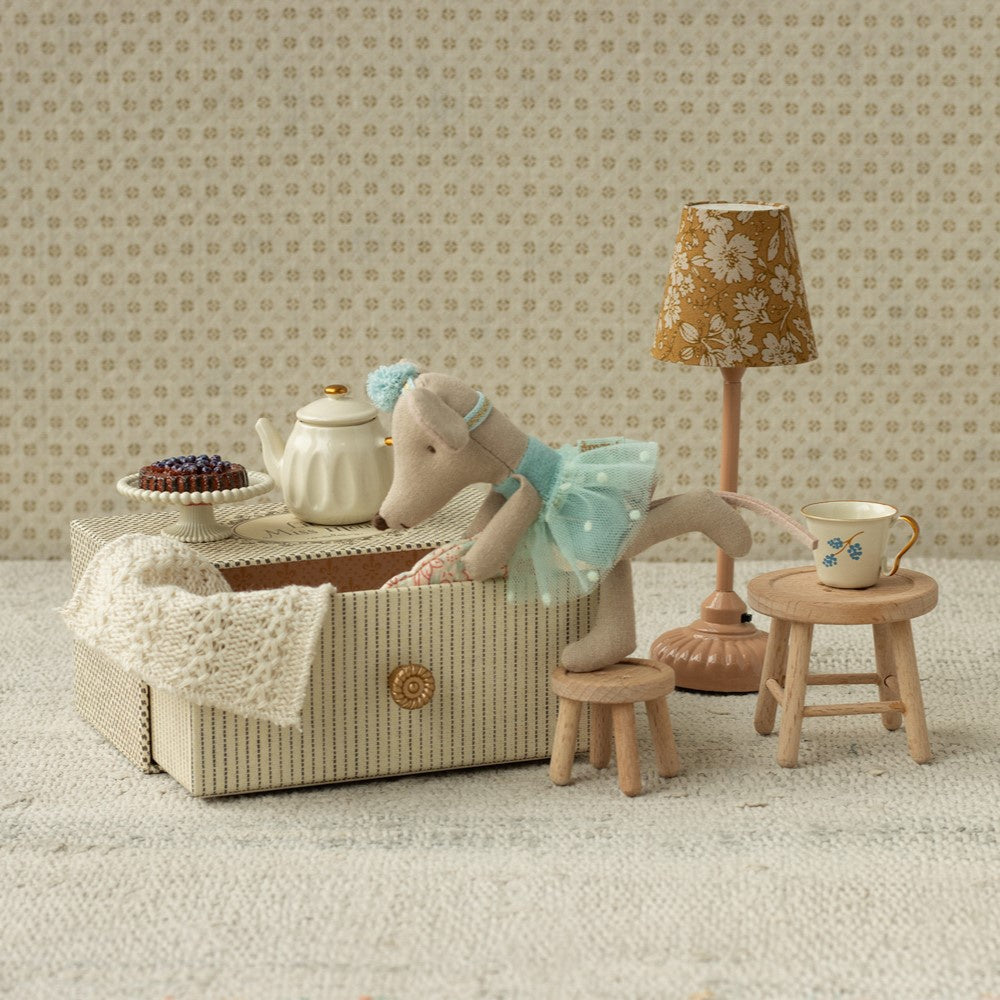 Maileg Little Sister Dance Mouse in Daybed