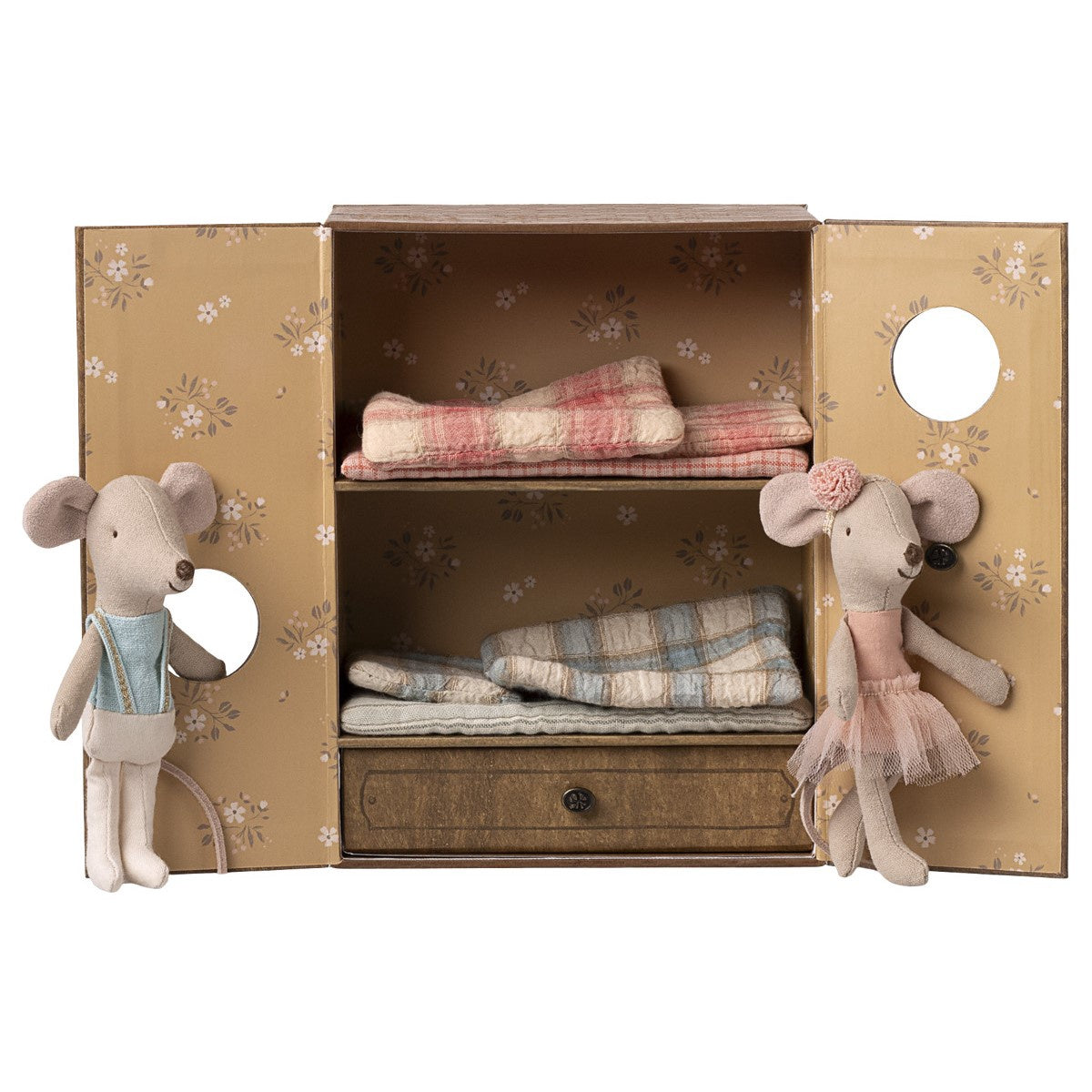 Maileg Little Sister and Little Brother Ballet Mice in Dance Studio