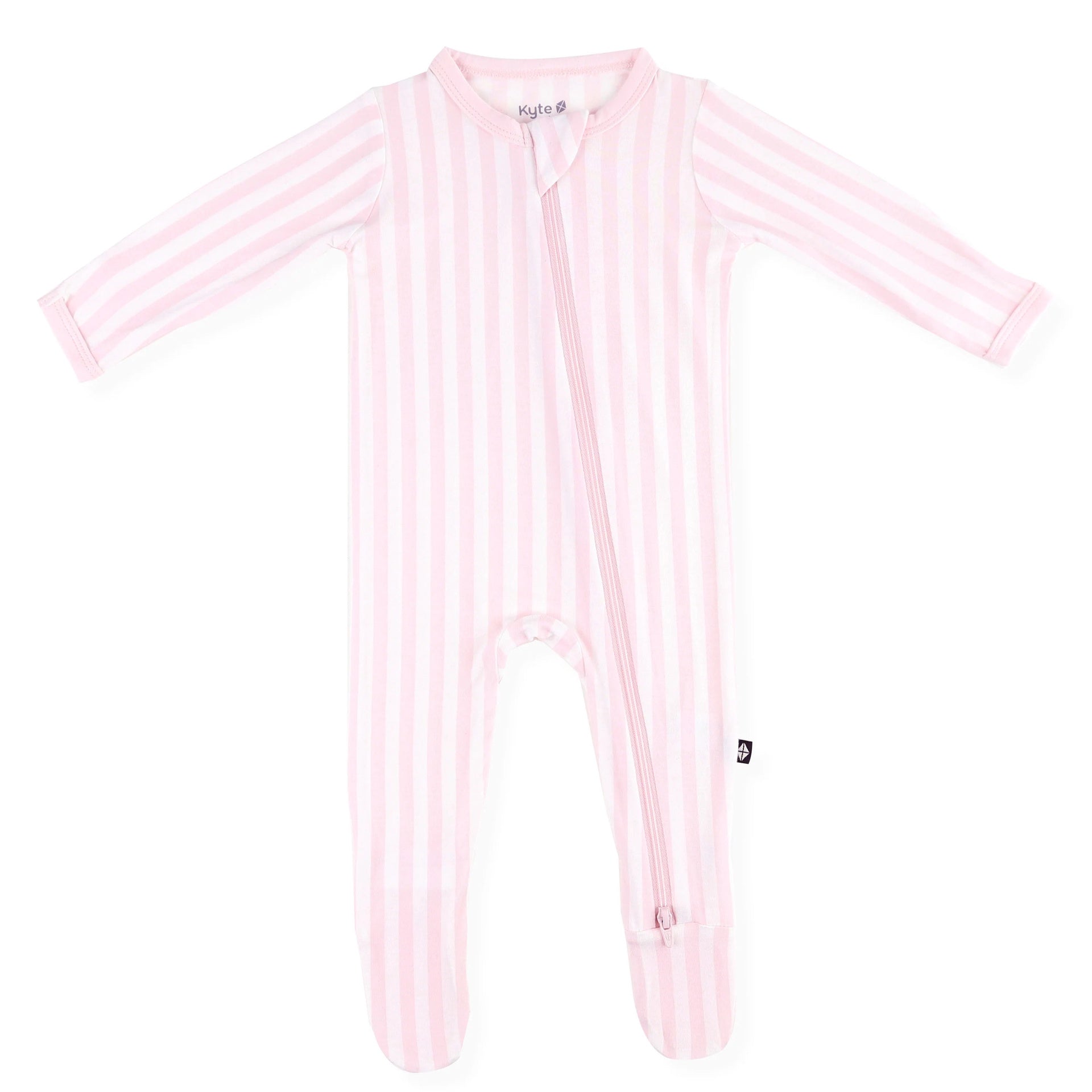 Kyte Baby Zippered Footie - Small Sakura Stripe