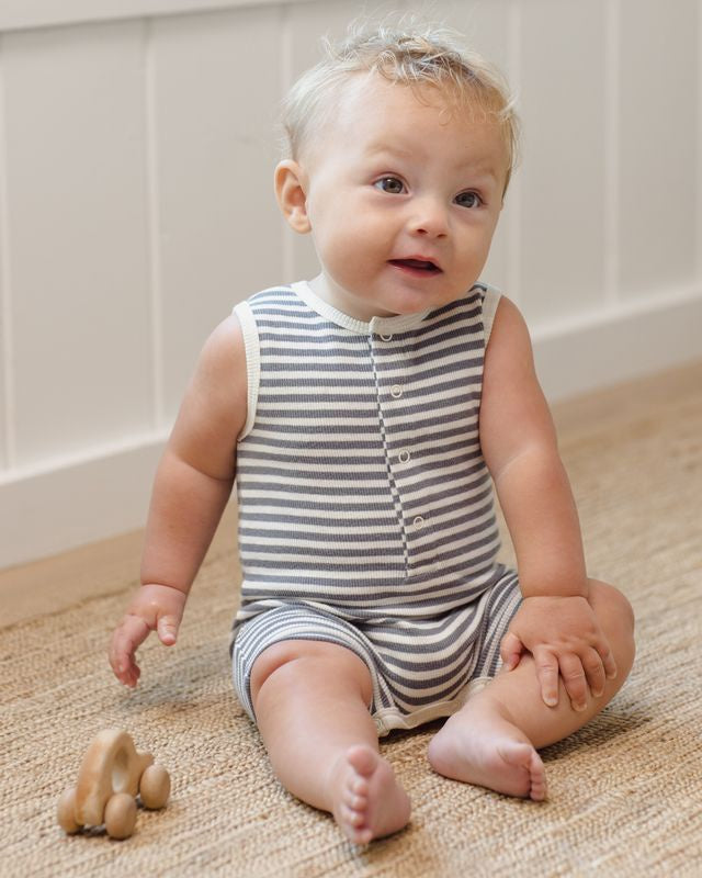 Quincy Mae Ribbed Henley Romper