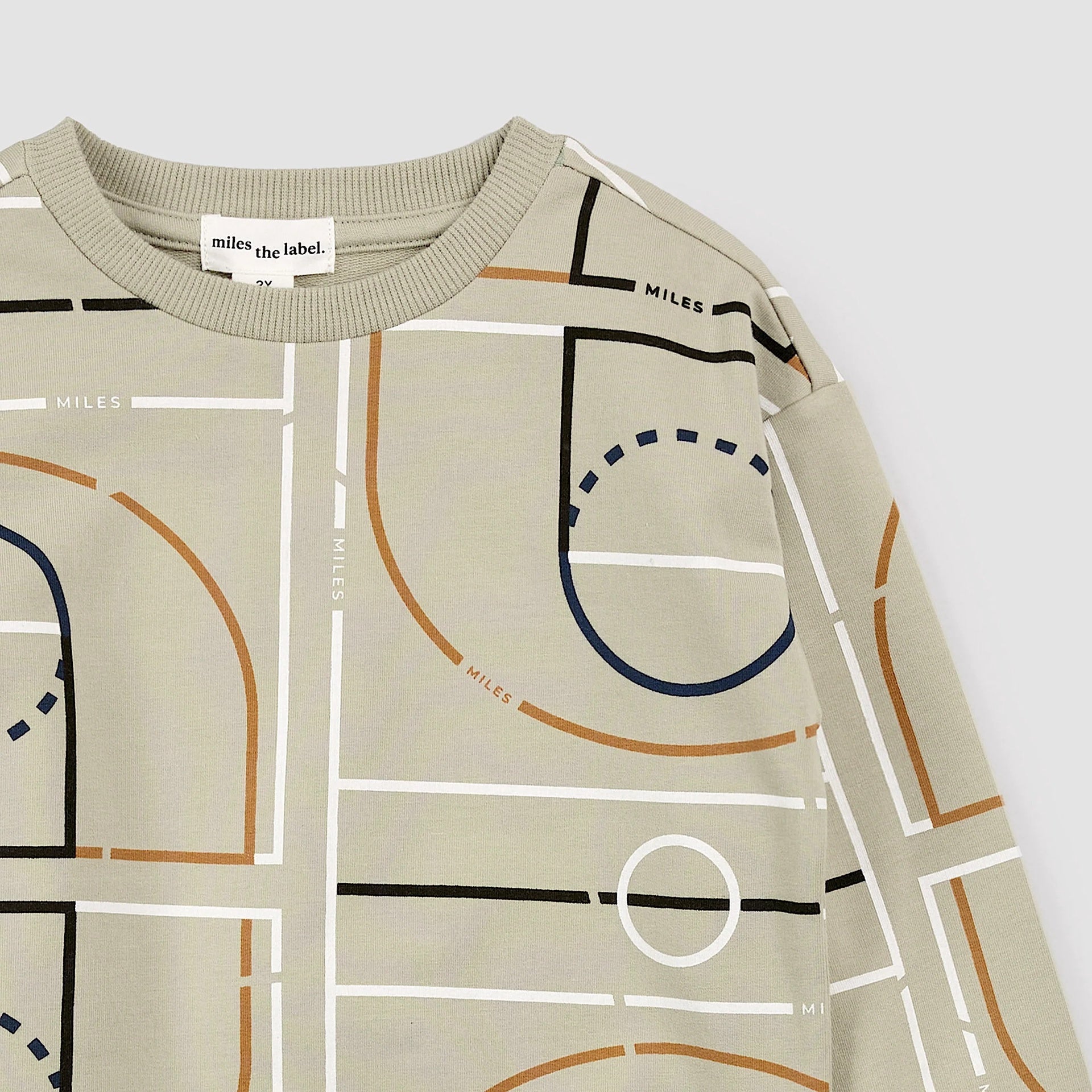 Miles the Label Gymnasium Print on Stone Sweatshirt
