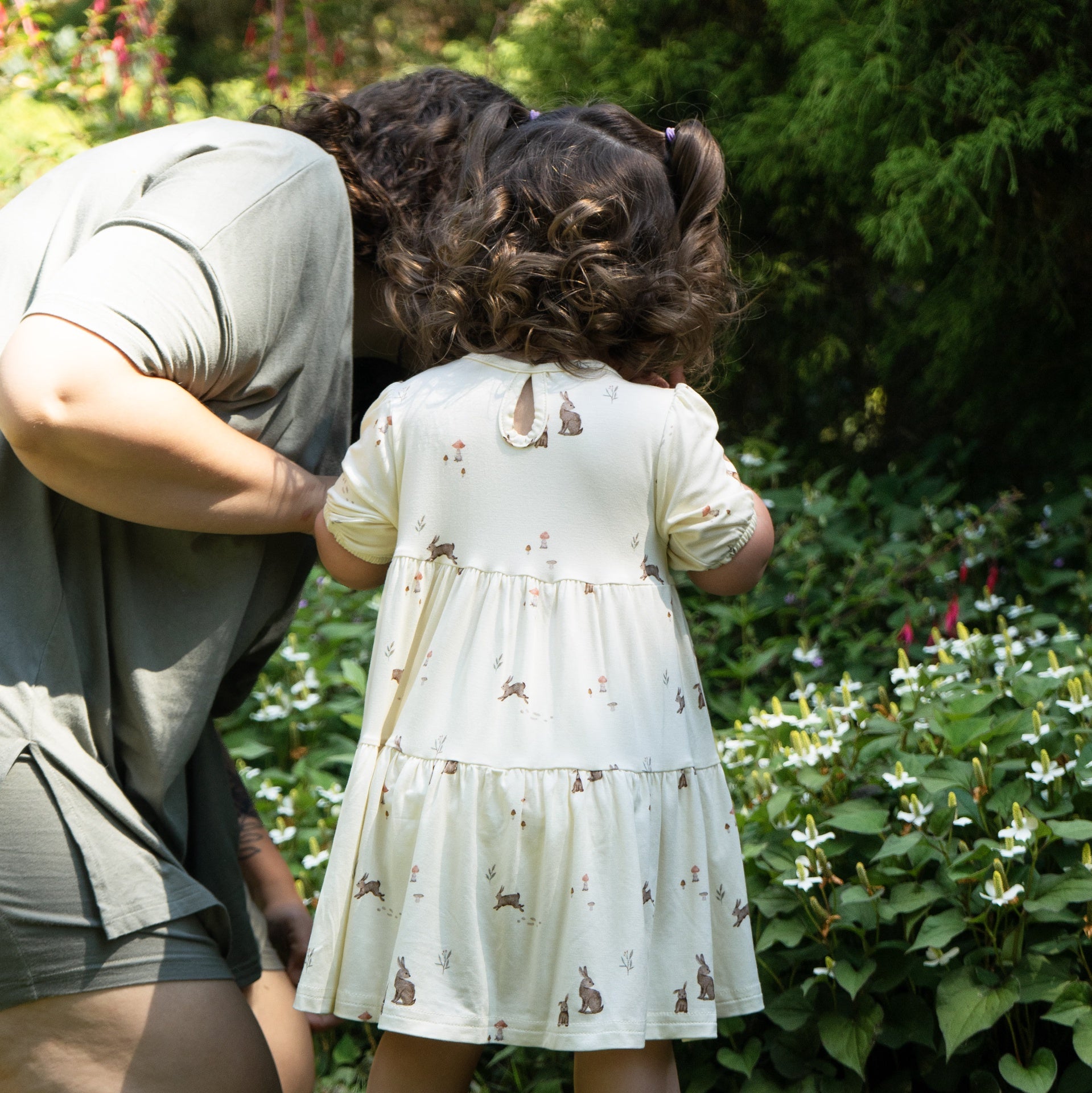 Short Sleeves Tiered Dress - Bunnies