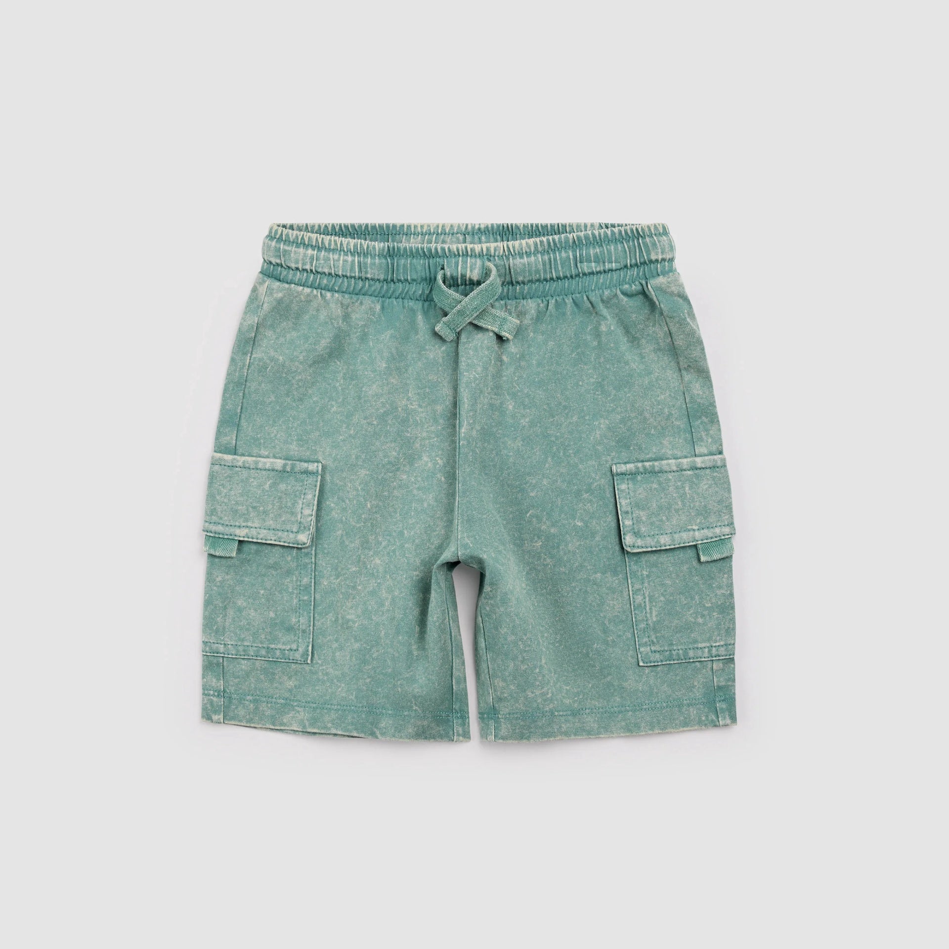 Miles the Label Green Acid Wash Cargo Shorts