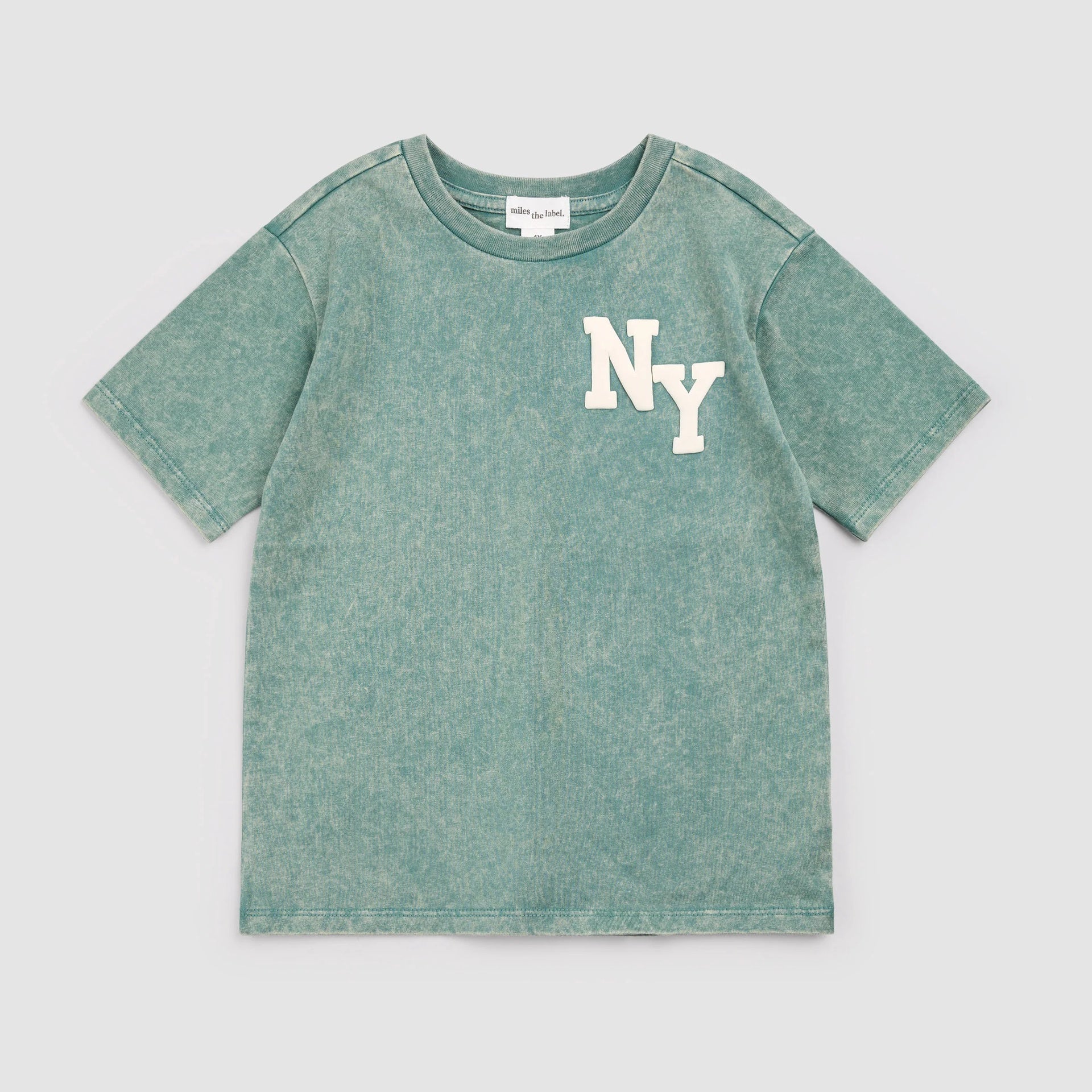 Miles the Label NYC Puff Print on Green Acid Wash T-Shirt