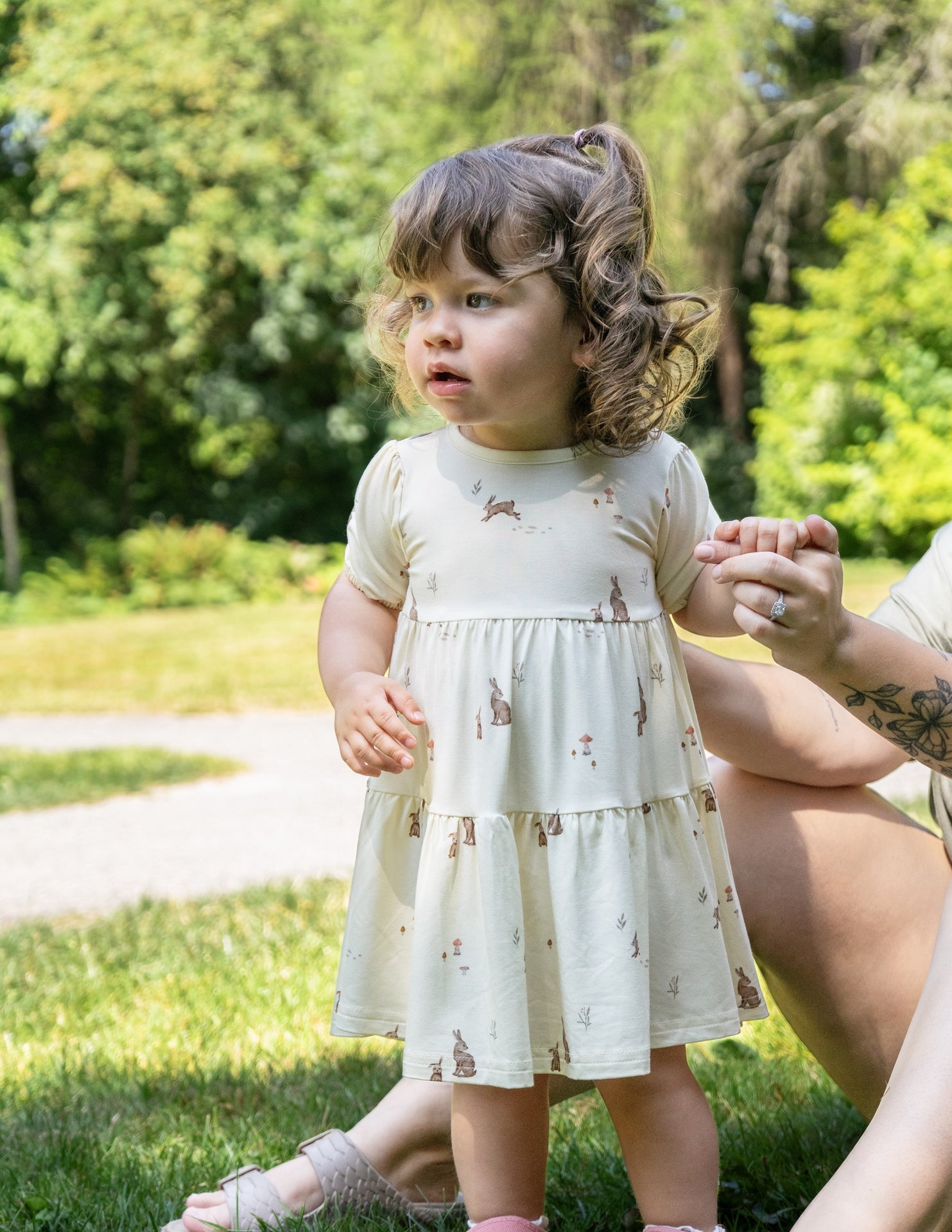 Short Sleeves Tiered Dress - Bunnies