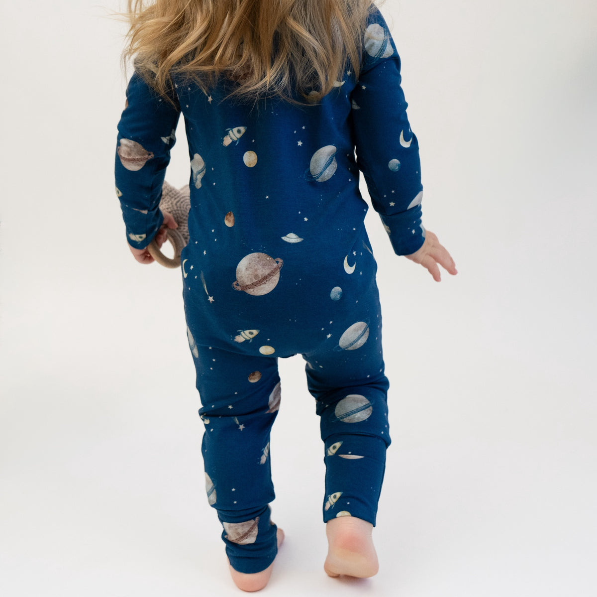 Footless Sleeper with Fold-over cuffs - Space