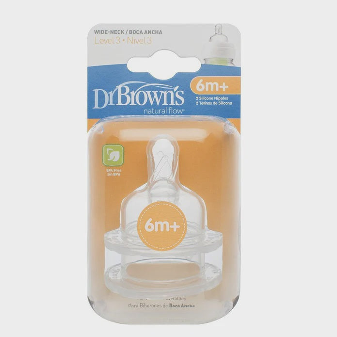 Dr. Brown's Options+ 2pk Wide Neck Nipples - Lv3/6M+