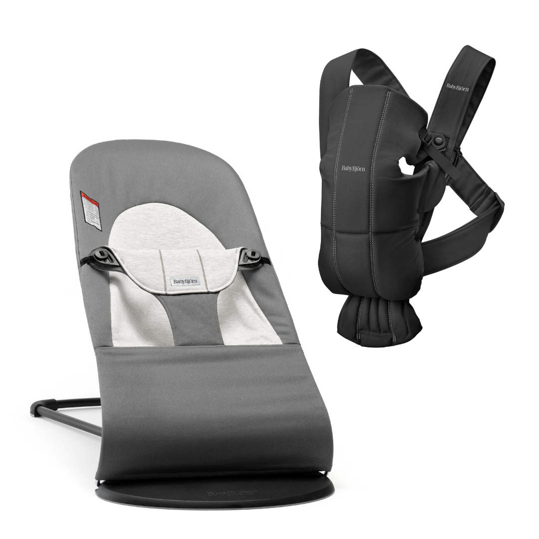 Baby Bjorn Bouncer & Carrier bundle - Dark Gray/Grey & Black