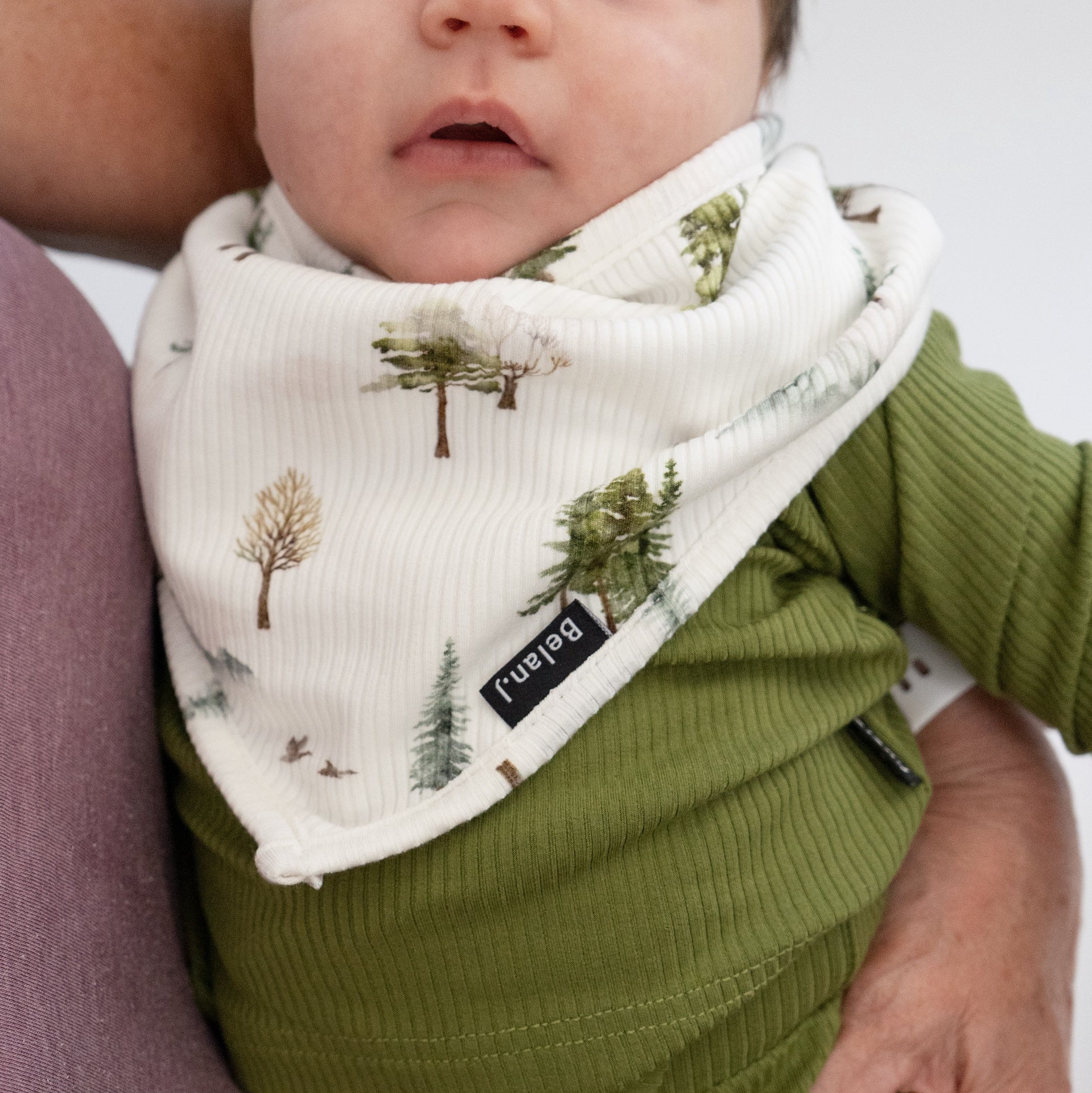 Ribbed Bamboo Bandana Bib - Misty Forest