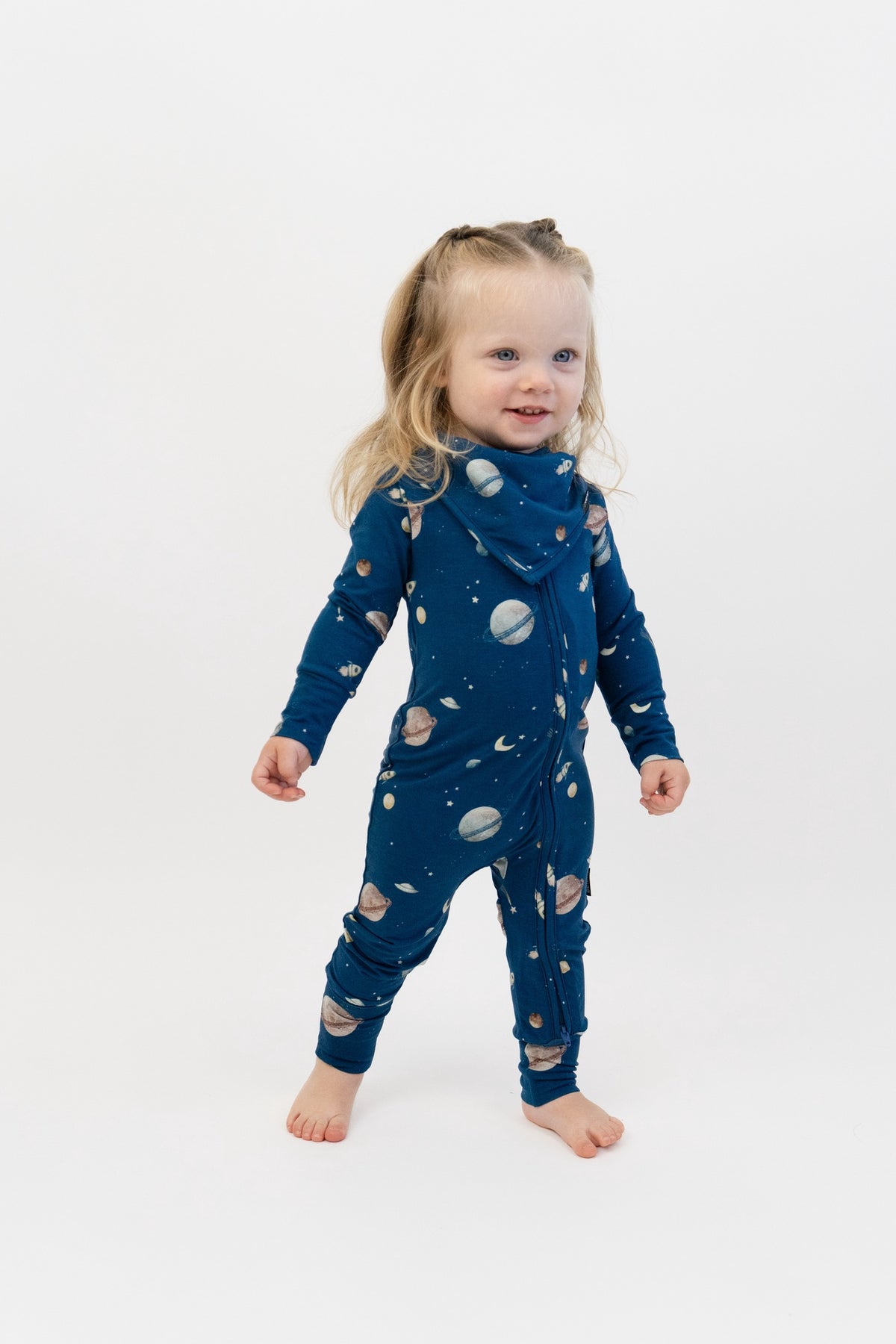 Footless Sleeper with Fold-over cuffs - Space