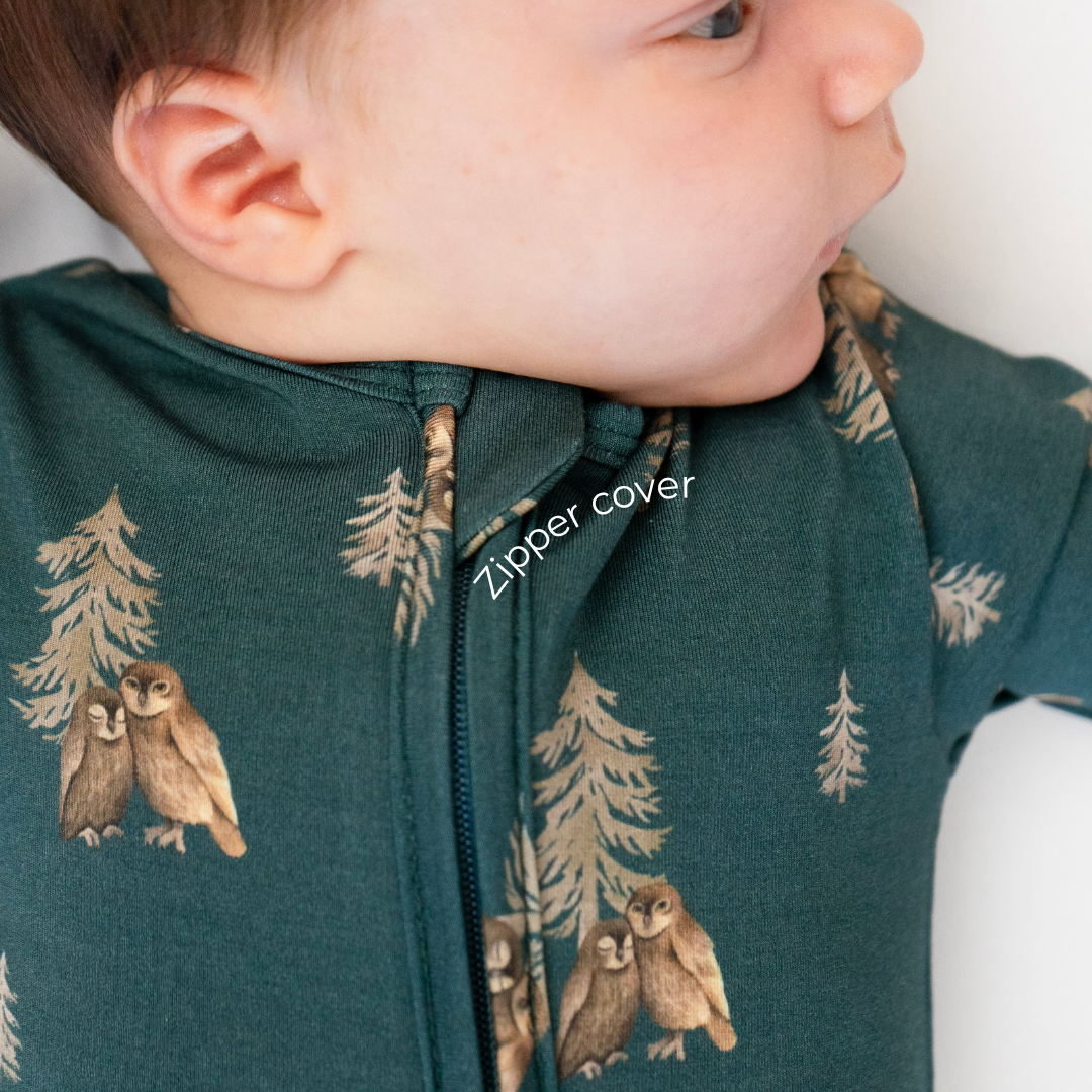 Footed Zipper Sleeper - Owls
