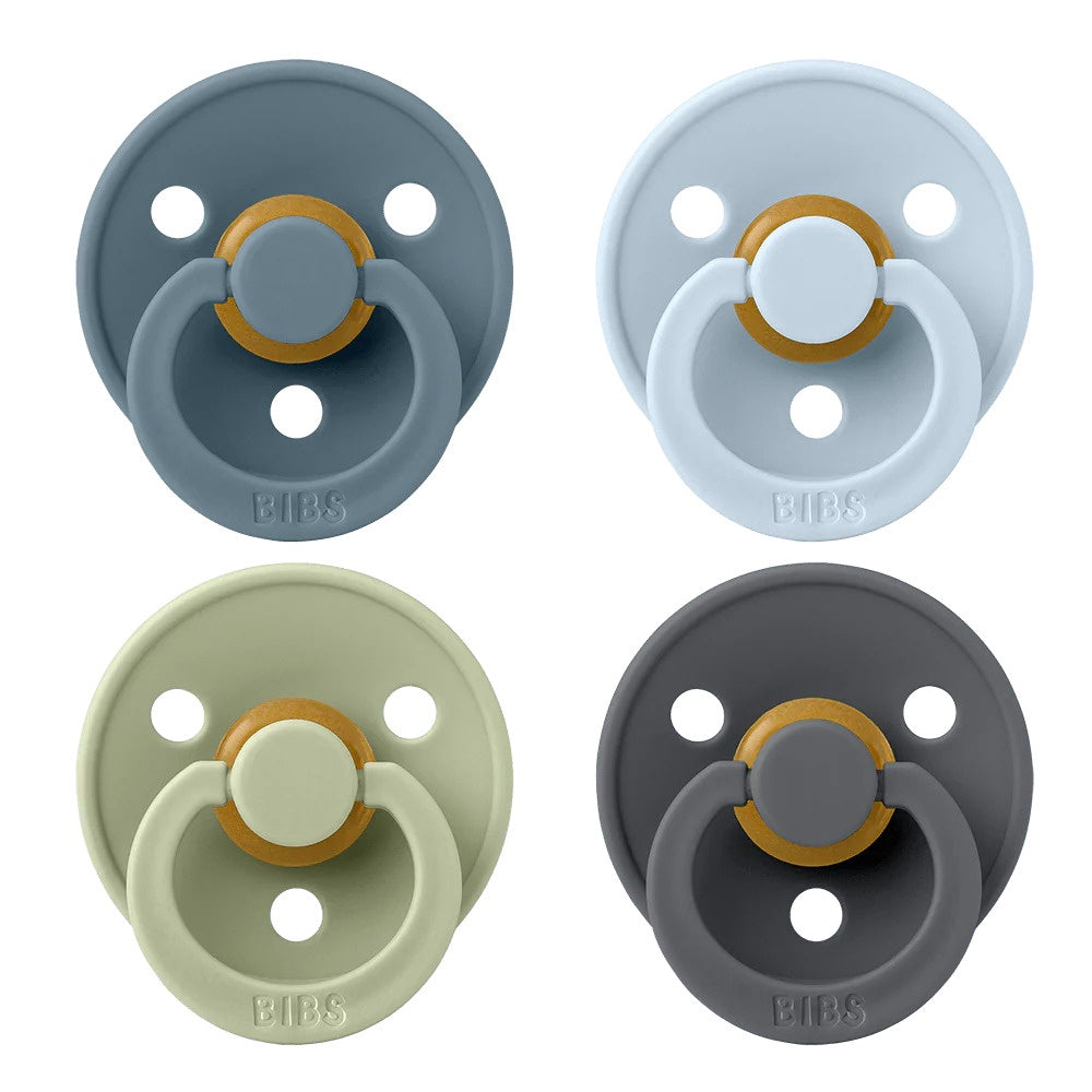 BIBS Pacifiers Colour Latex 4 Pack - Petrol/ Sage/ Baby Blue/ Iron