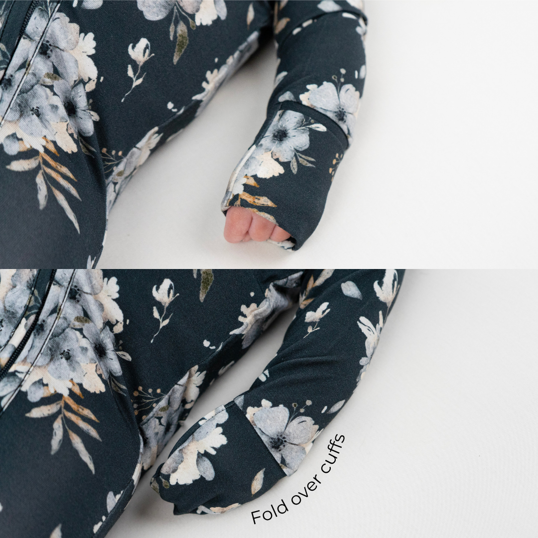Footed Zipper Sleeper - Dark Floral