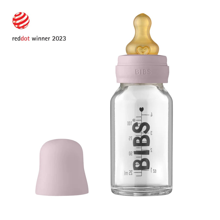 BIBS Baby Glass Bottle Latex Nipple Complete Set - Dusky Lilac