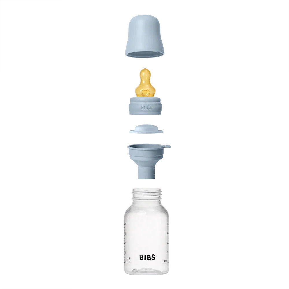 BIBS BPA-Free PP Baby Bottle Latex Nipple - Baby Blue 150ml