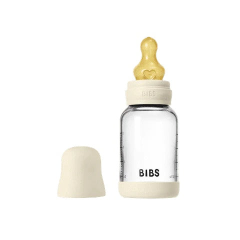 BIBS Baby Glass Bottle Latex Nipple Set - Ivory