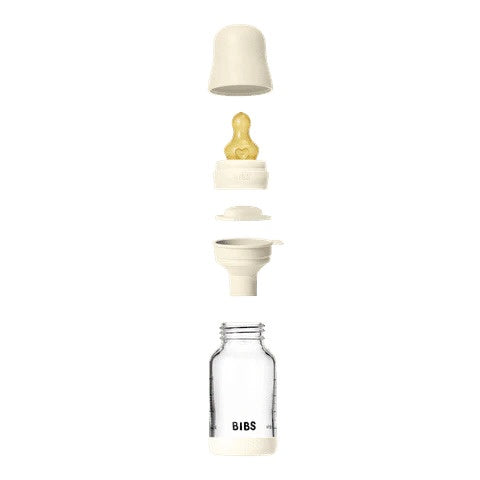 BIBS Baby Glass Bottle Latex Nipple Set - Ivory