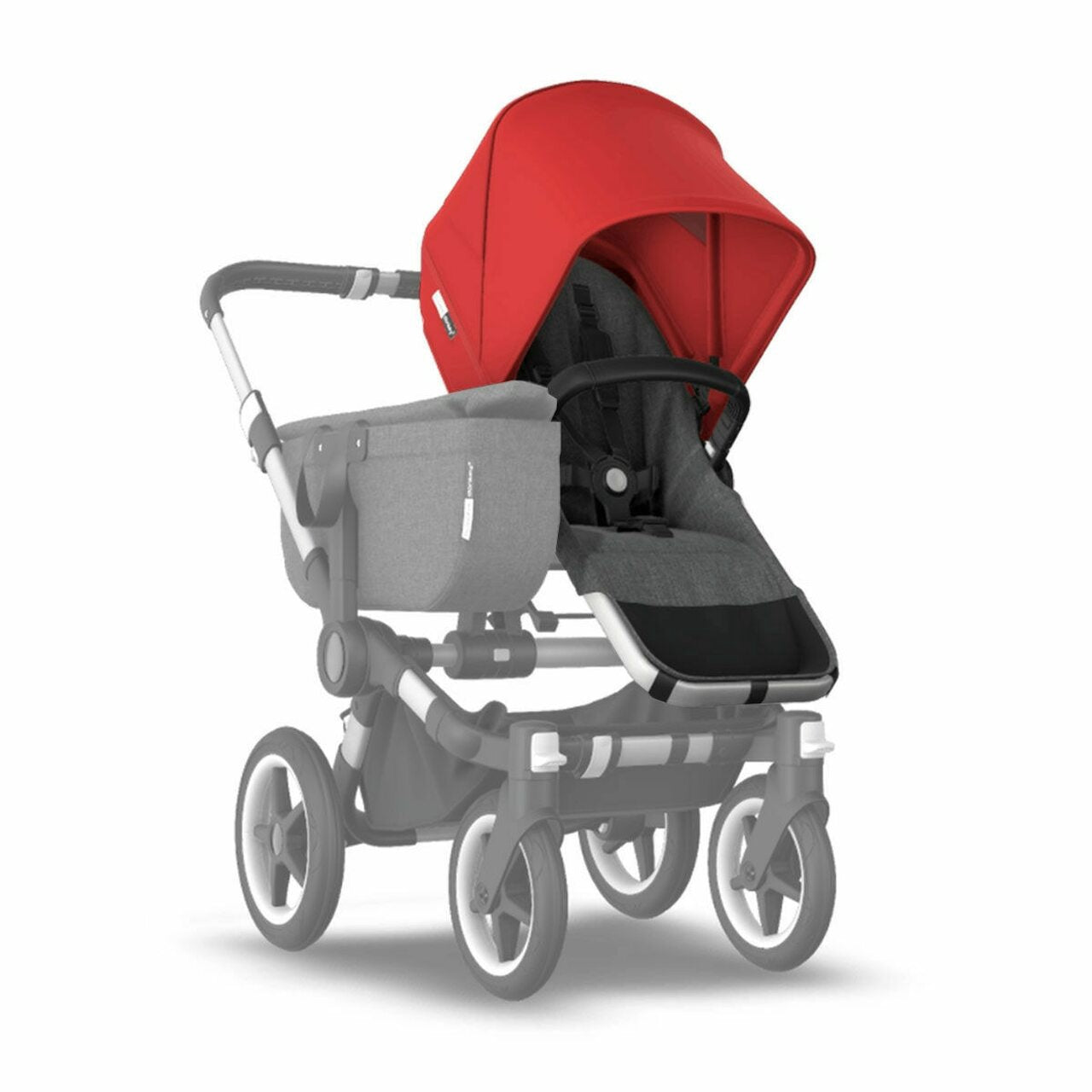 Bugaboo Donkey3 Duo Extention Complete - Alu/Grey Melange/Red