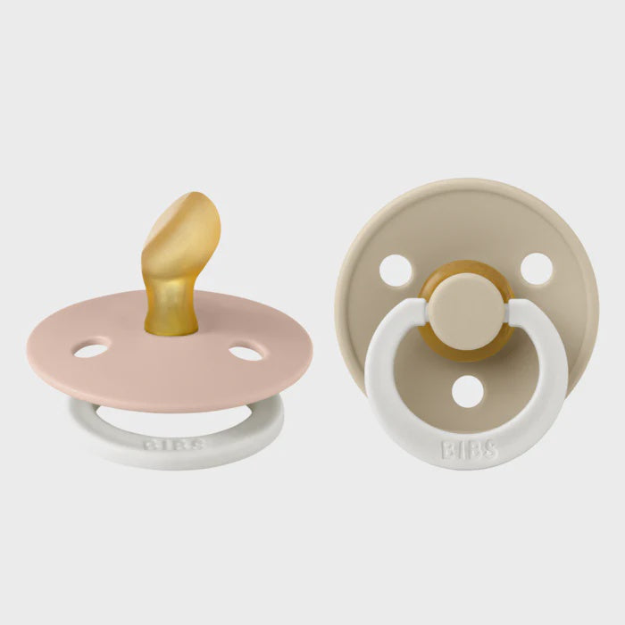 BIBS Pacifiers Anatomical Colour Latex 2 Pack - Blush/Vanilla Glow