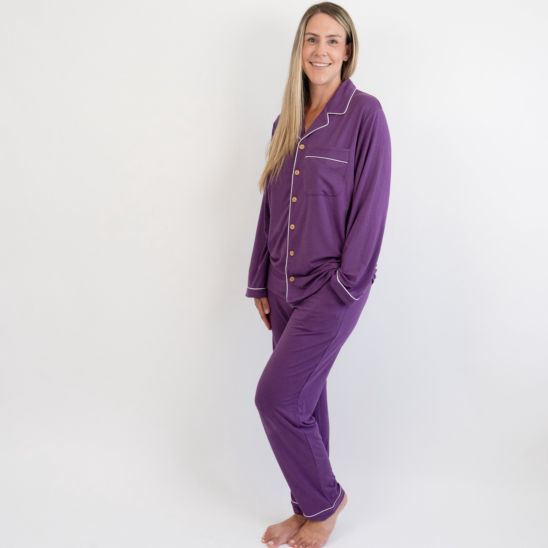 Women's Classic L/S PJ Set - Deep Plum