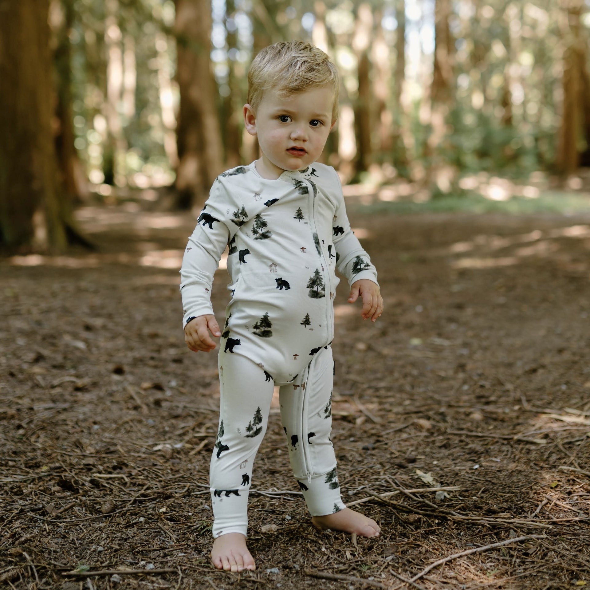 Footless Sleeper with Fold-Over Cuffs - Black Bears (FW23)