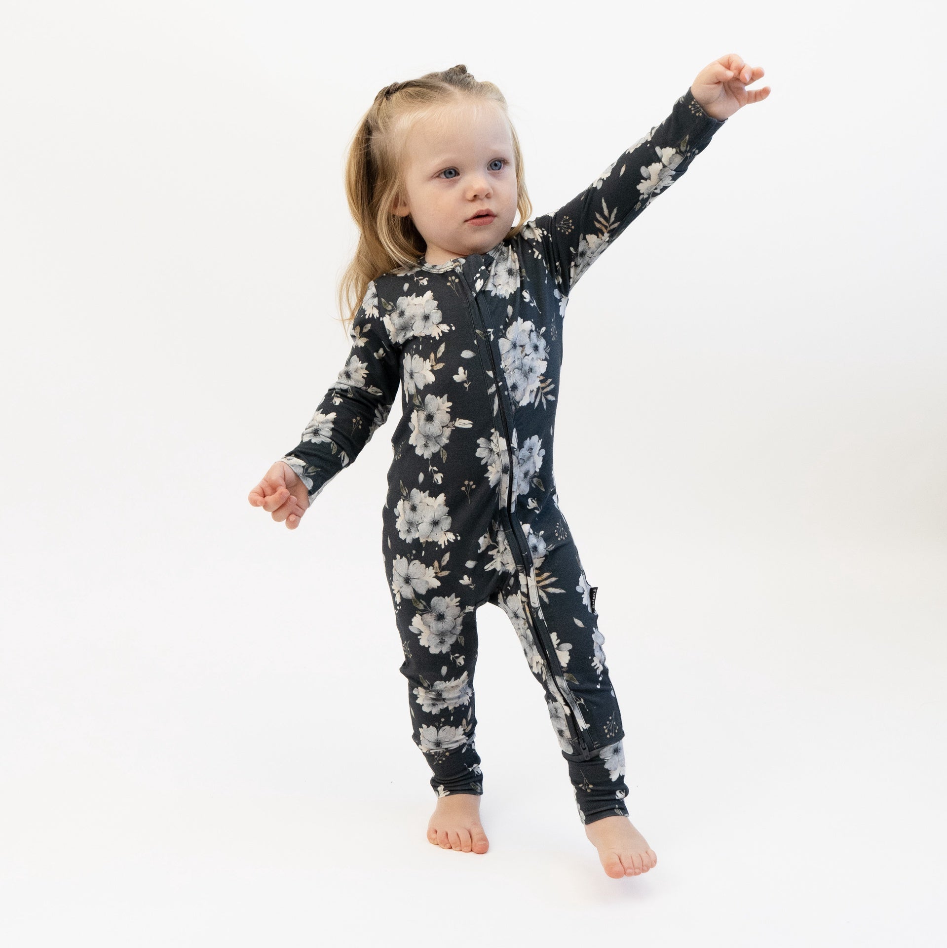 Footless Zipper Sleepers - Dark Floral