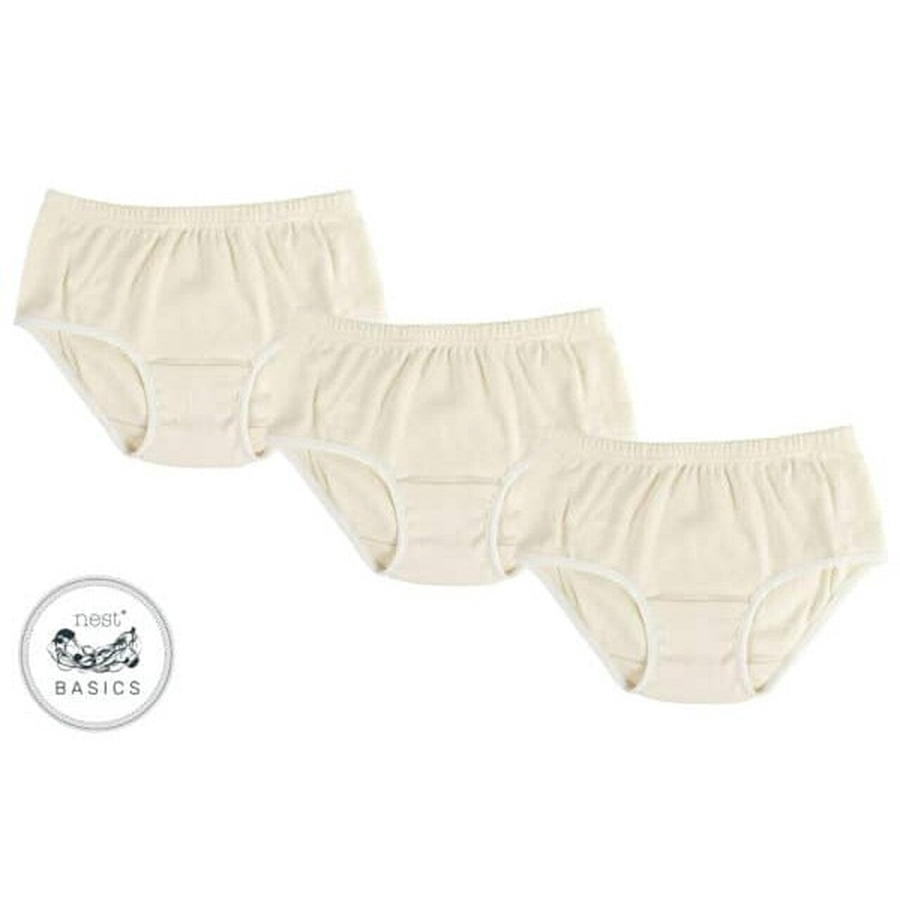 Basics Organic Cotton Girls Briefs Underwear White (3 Pack)