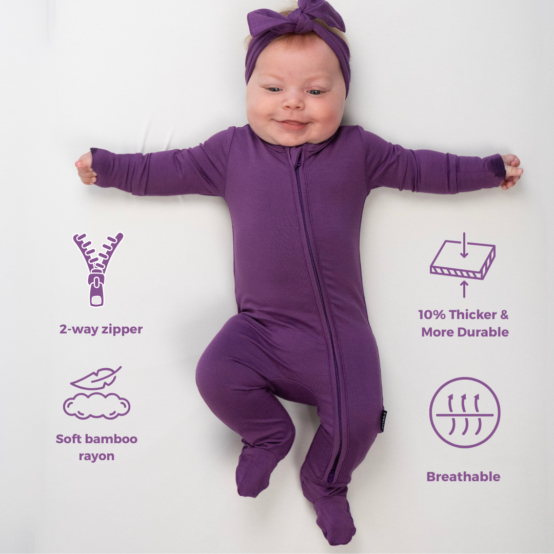 Footed Zipper Sleeper - Deep Plum